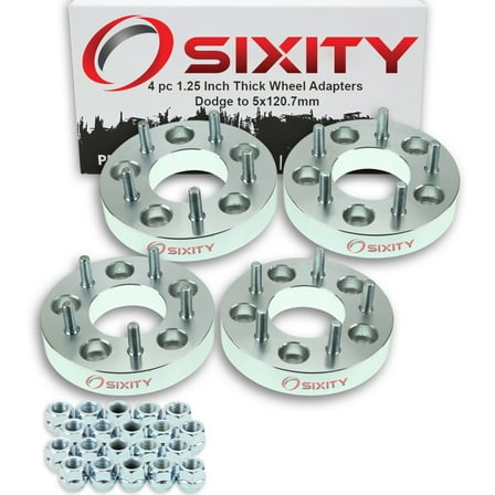 Sixity Auto 4 pc 5x127mm to 5x120.7mm Wheel Spacers Adapters 1.25" compatible with Dodge Grand
