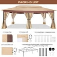 thumbnail image 4 of COBIZI 12x20 Heavy Duty Canopy Gazebo Outdoor Gazebo with 6 Netting and Curtains 100% Waterproof Party Wedding Tents with Double Roof and Metal Steel Frame for Backyard, Patio, Lawn, Garden, Khaki, 4 of 13
