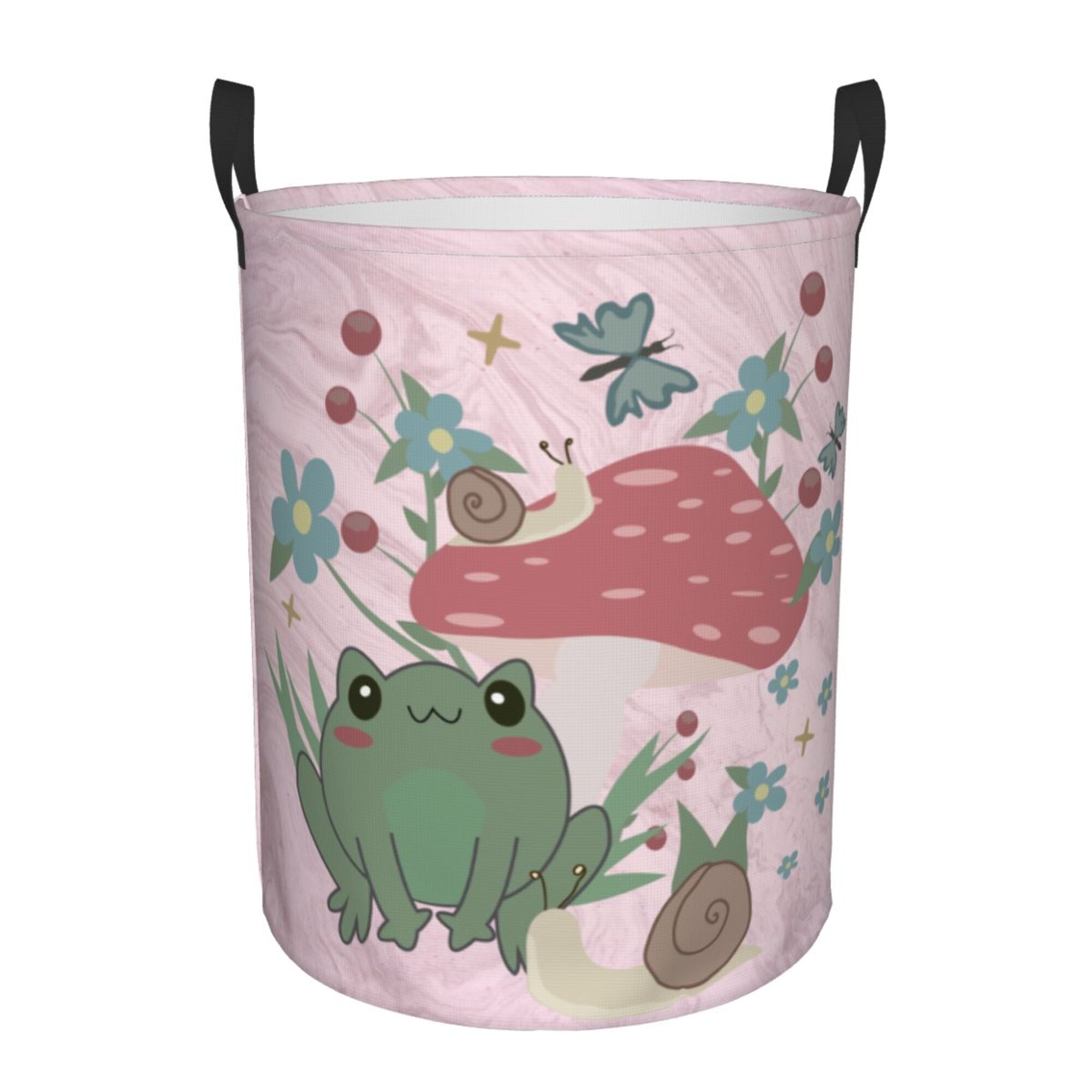 Cartoon Frog Cottagecore Mushroom Laundry Basket Organizer Collapsible ...