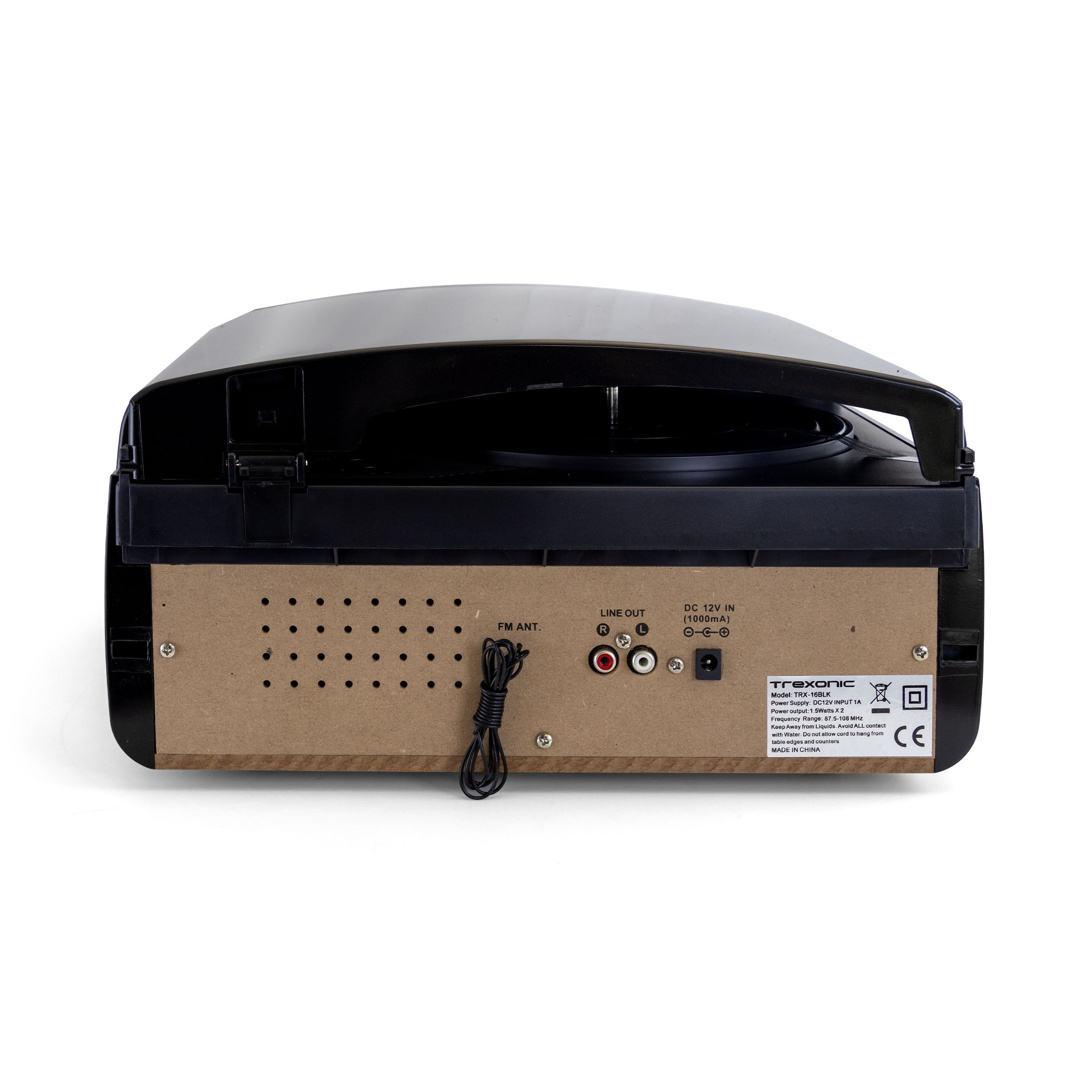 Trexonic Retro Record Player with Bluetooth, CD Players and 3-speed Turntable in black