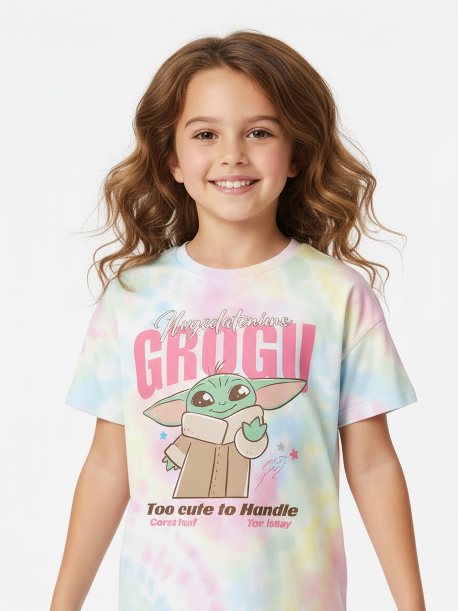 Star Wars Girls Grogu Too Cute Graphic Tee with Short Sleeves, Sizes 4-16