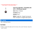 thumbnail image 2 of Front Fog Light Bulb - Compatible with 2015 - 2018 Nissan Murano 2016 2017, 2 of 2
