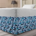 thumbnail image 1 of Marine Bed Skirt, Graphic Fish Silhouettes on Sea Inspired Background Underwater Life, Elastic Bedskirt Dust Ruffle Wrap Around for Bedding Decor, 4 Sizes, Blue Navy Blue Dark Blue, by Ambesonne, 1 of 2