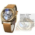thumbnail image 2 of Timeless Luxury Square Mechanical Watch - Intricate Carvings, Dual Skeleton Dial, Automatic Self-Wind, Vintage Leather Strap Wristwatch, 2 of 10