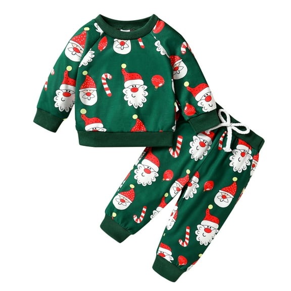 Younger Tree Toddler Baby Girl Boy Christmas Clothes Outfits Long Sleeve Sweatshirt Tops Pants Set for 6-12 Months