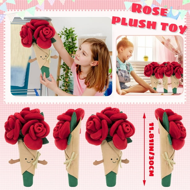 KEVCHE Jellycat Peluche de Rosa Juguetes, 30cm Cute Rose Plush Rosa Peluches Cumpleaños Regalos para Niños Stuffed Animals Dolls, Naranja Peluches para Nino