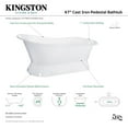 thumbnail image 4 of Aqua Eden VCT7D673128 67" Cast Iron Oval Single Slipper Pedestal Tub (7" Faucet Drillings), White, 4 of 7