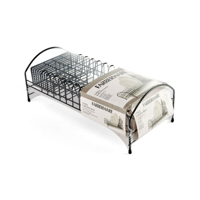Farberware Easy Storage Slim Dish Rack in Black Clear Walmart