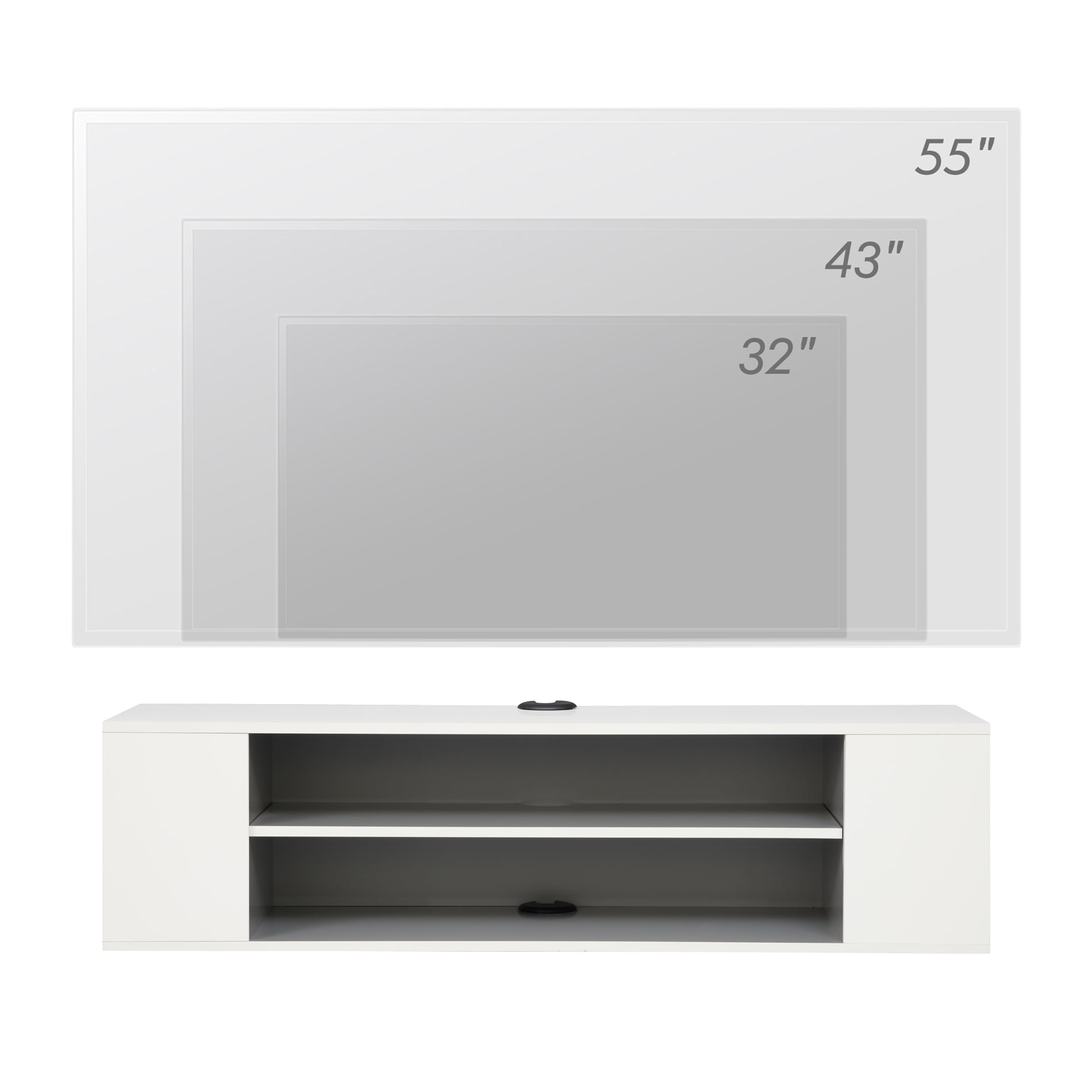 Yellow Light Floating TV Stand Wall Mounted, Modern Floating Media Storage Shelves TV for Wall, 39.3 inch, White