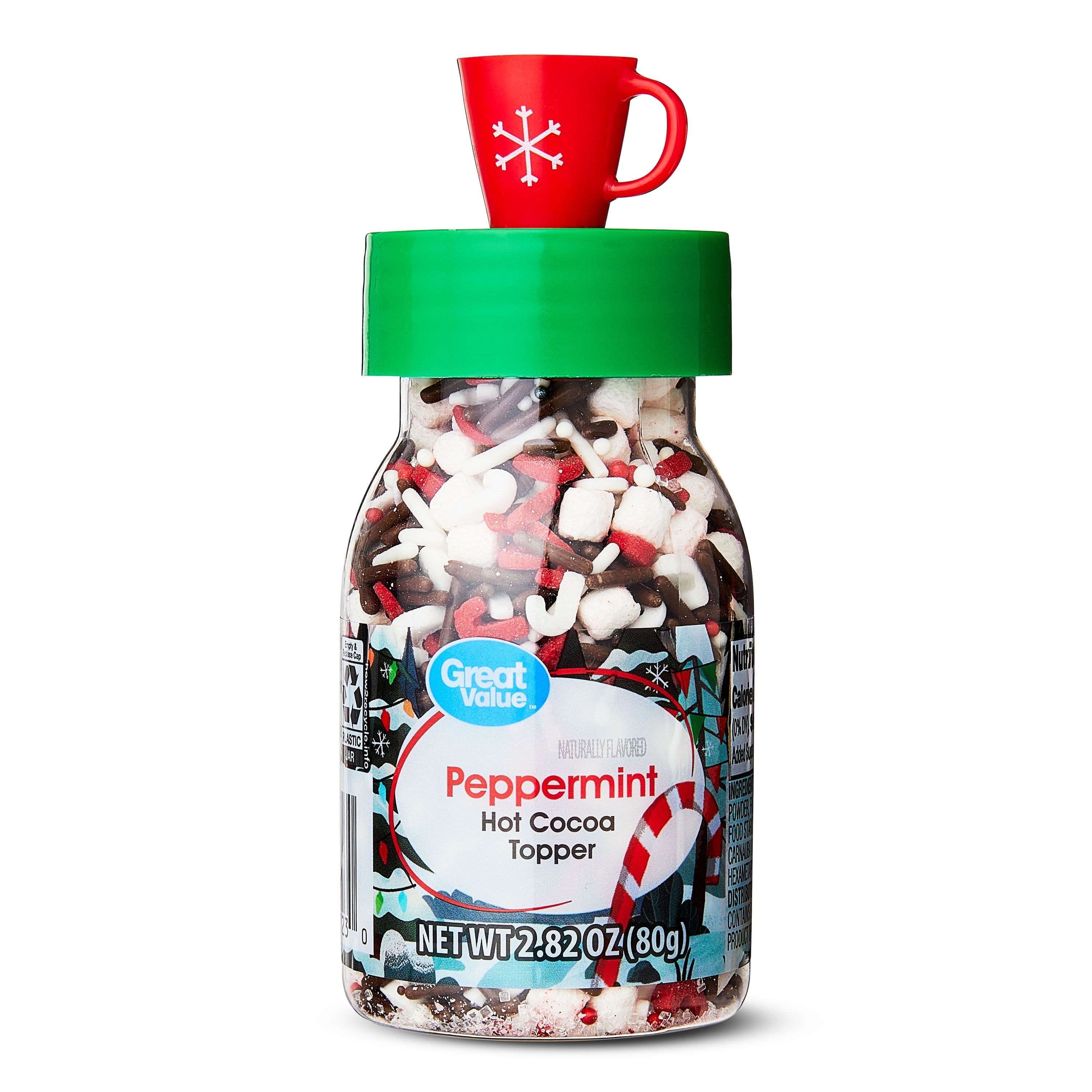 (2 pack) Great Value Peppermint Hot Cocoa Multi-Color Topper Sprinkles, 2.82 oz