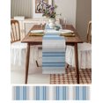 thumbnail image 6 of Blue Gray Stripes Burlap Cotton Table Runner 16x72 Inches Long, Contemporary Minimalist Abstract Lines Farmhouse Table Runners, Outdoor Dining Tablecloths Decor for Baby Shower/Party/Wedding, 6 of 6