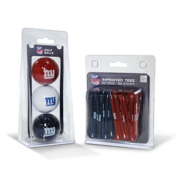 Bolas de golf NFL New York Giants con logo (3 piezas) y tees de golf de reglamento (50 piezas), multicolor, tamaño único