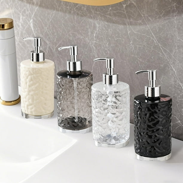 Botella de bomba para dispensador de jabón de 420 ml - Dispensador de plástico para lavar manos en baño y cocina - transparente, blanco, negro o gris