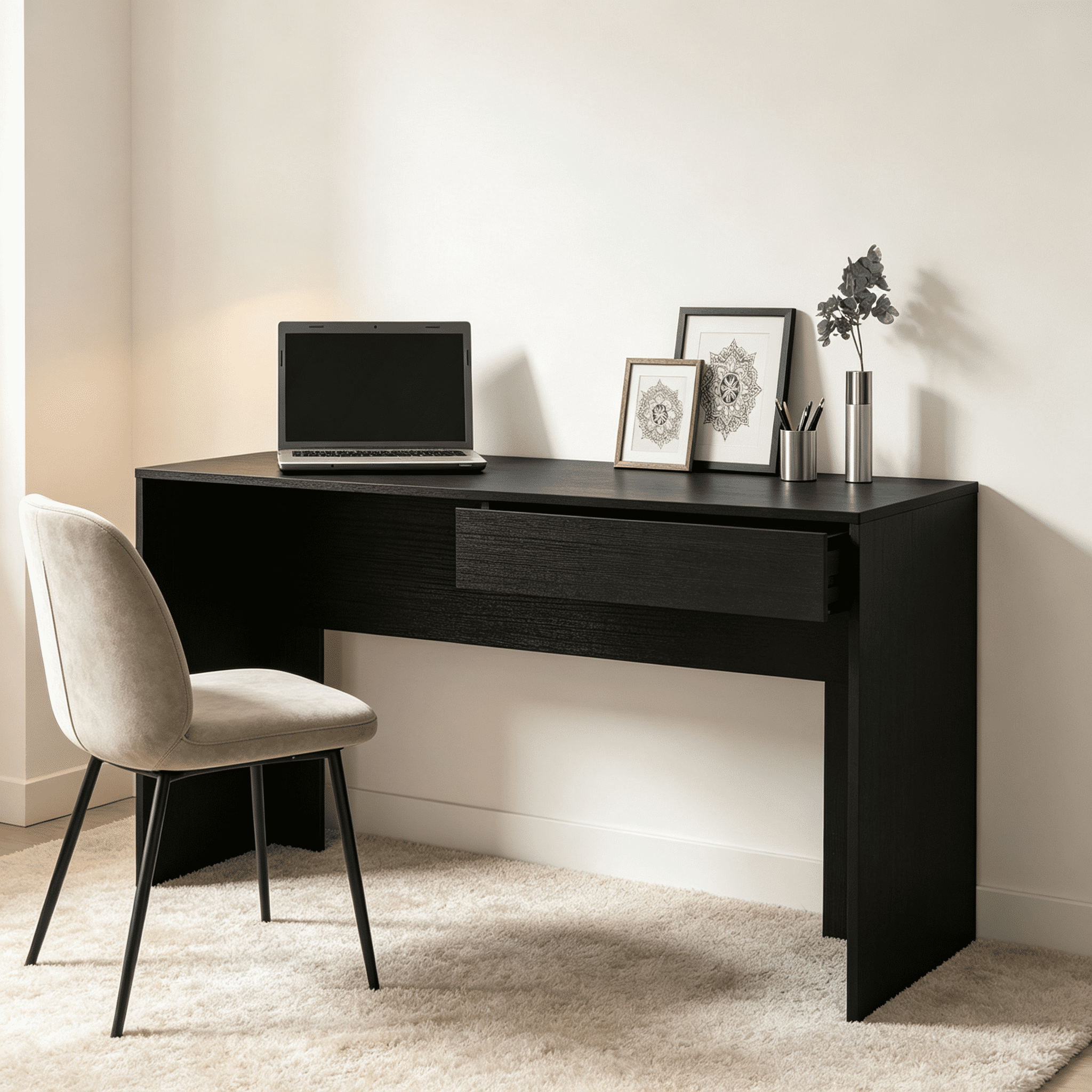 Astoutdoor Acre Writing Computer Desk with One Drawer, Black
