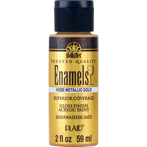 FolkArt 4129E Enamel Acrylic Craft Paint, Gloss Finish, Gold, 2 fl oz
