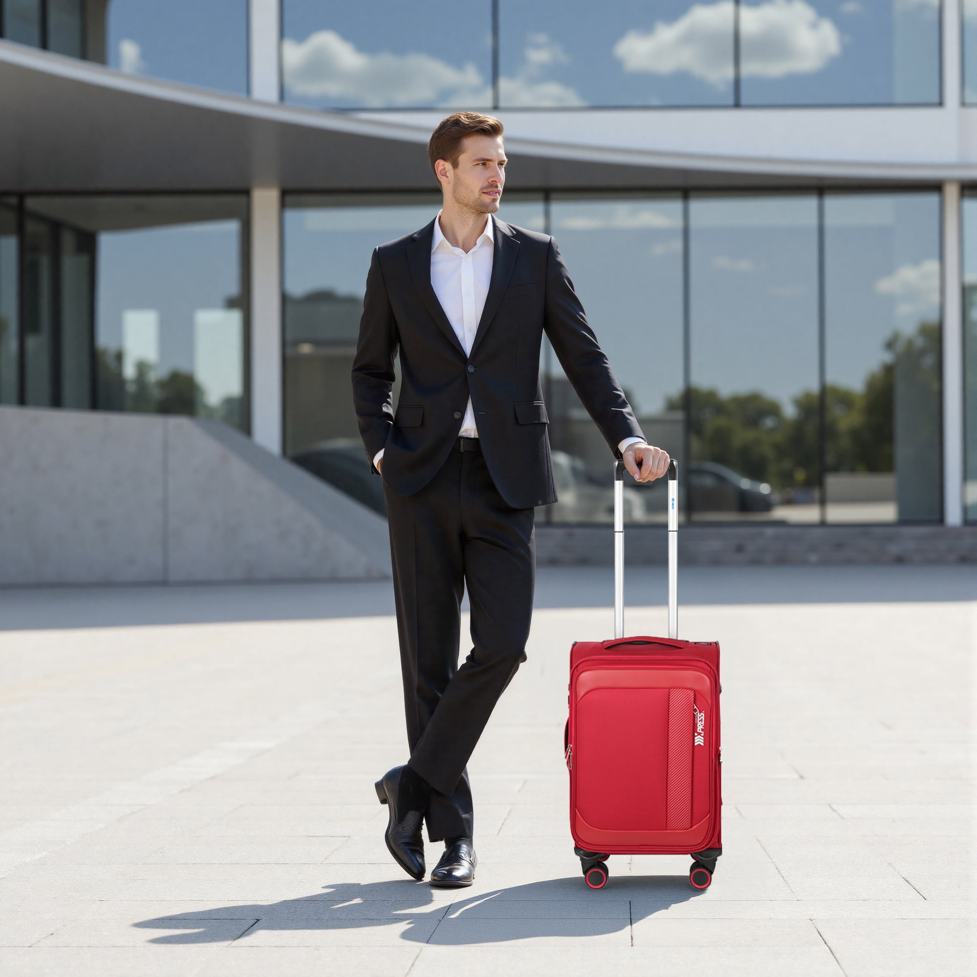 New York Xpress 20" Softside Carry On Luggage Expandable Spinner Luggage, Red - 8809