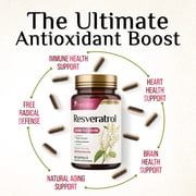 Resveratrol Supplement - 1800mg Per Serving Extra Strength Resveratrol Blend - Antioxidant Blend for Healthy Aging, Heart Health, Cellular Energy & Immune Support - Bottled in USA - 60 Capsules