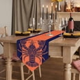 thumbnail image 2 of Lobster Navy Blue Table Runner Linen Burlap Table Runner 120 Inches Long Boho Tropical Orange Stripe Summer Dresser Scarves for Kitchen Island Coffee Dining Room Party Holiday Decoration 13"x120", 2 of 8