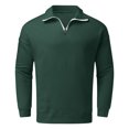 thumbnail image 4 of Bcfgryg Men Quarter Zip Sweatshirts Neck Pullover Big and Tall Solid Color Long Sleeve Loose Fit Sweatshirt,Green XXXL, 4 of 5
