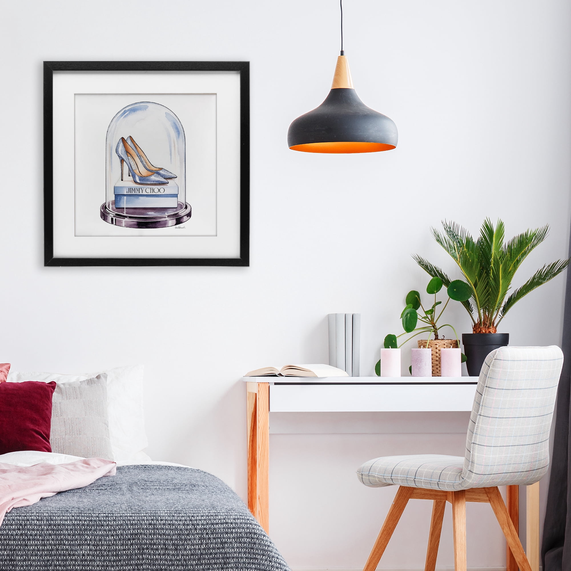 Stupell Industries Elegant Shoes in Bell Jar Black Framed Print Under Glass, design by Amanda Greenwood