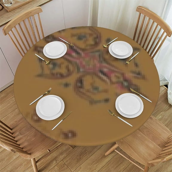 HAOXIT Round Tablecloth Compatible with Traditional Floral Paisley Bandanna Pattern for Round Table, Tablecloths for Round Table Oil-Proof Table Cloth for Wedding Anniversary 31-35