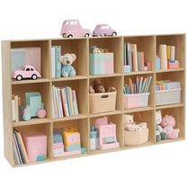 15-Cube Storage Shelf Bookcase, Wooden 3-Tier Floor Standing Semi-Open Bookshelf, Display Cabinet with 15 Compartments for Home Living Room Office Study$$Home Decor, Kitchen, & Other