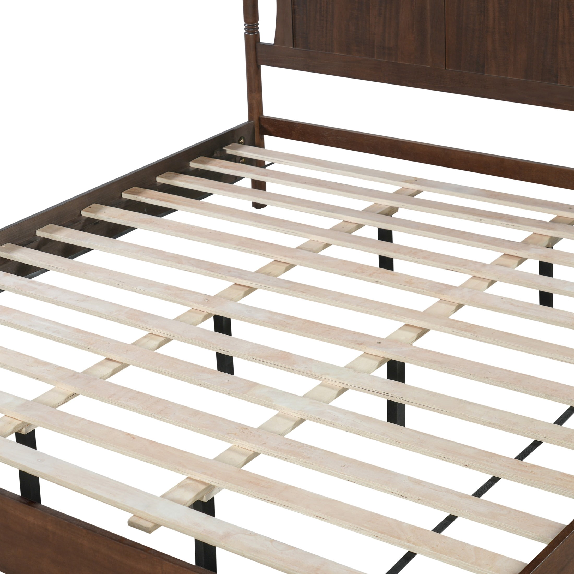 Christopher Knight Home Vintage King Solid Wood Platform Bed Frame, Curved Headboard, Dark Brown