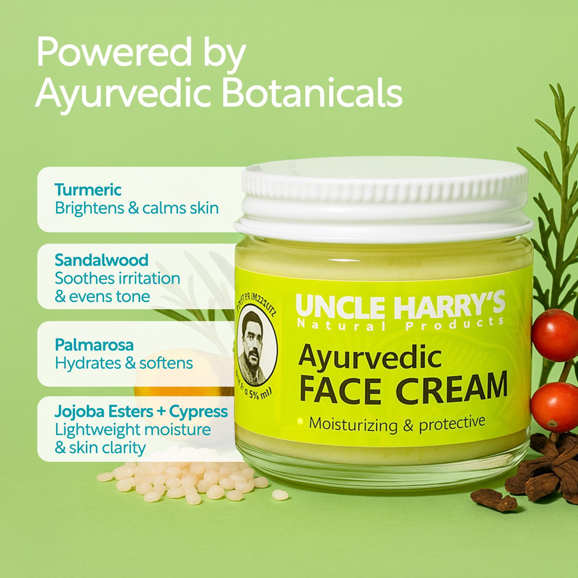 uncle harry's ayurvedic face cream (2 oz glass jar)