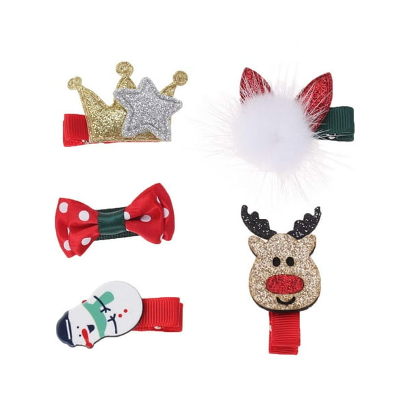 5pcs Belles Pinces à Cheveux sur le Thème de Noël Barrettes Accessoires de Cheveux pour les Tout-Petits Filles Enfants Adolescents