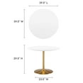 thumbnail image 6 of Modway Amuse 40" Round Mid-Century Modern Pedestal Dining Table in Gold White, 6 of 7