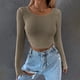 thumbnail image 4 of Camiseta informal de punto con cuello barco y manga larga para mujer, 4 of 6