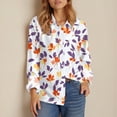 thumbnail image 6 of WTOBBY Floral Design Women's Button Down Long Sleeve Shirt, Classic Collar Casual Top, Comfortable Blouse for Work and Weekend, Seasonal Transition Piece,Purple XL, 6 of 6