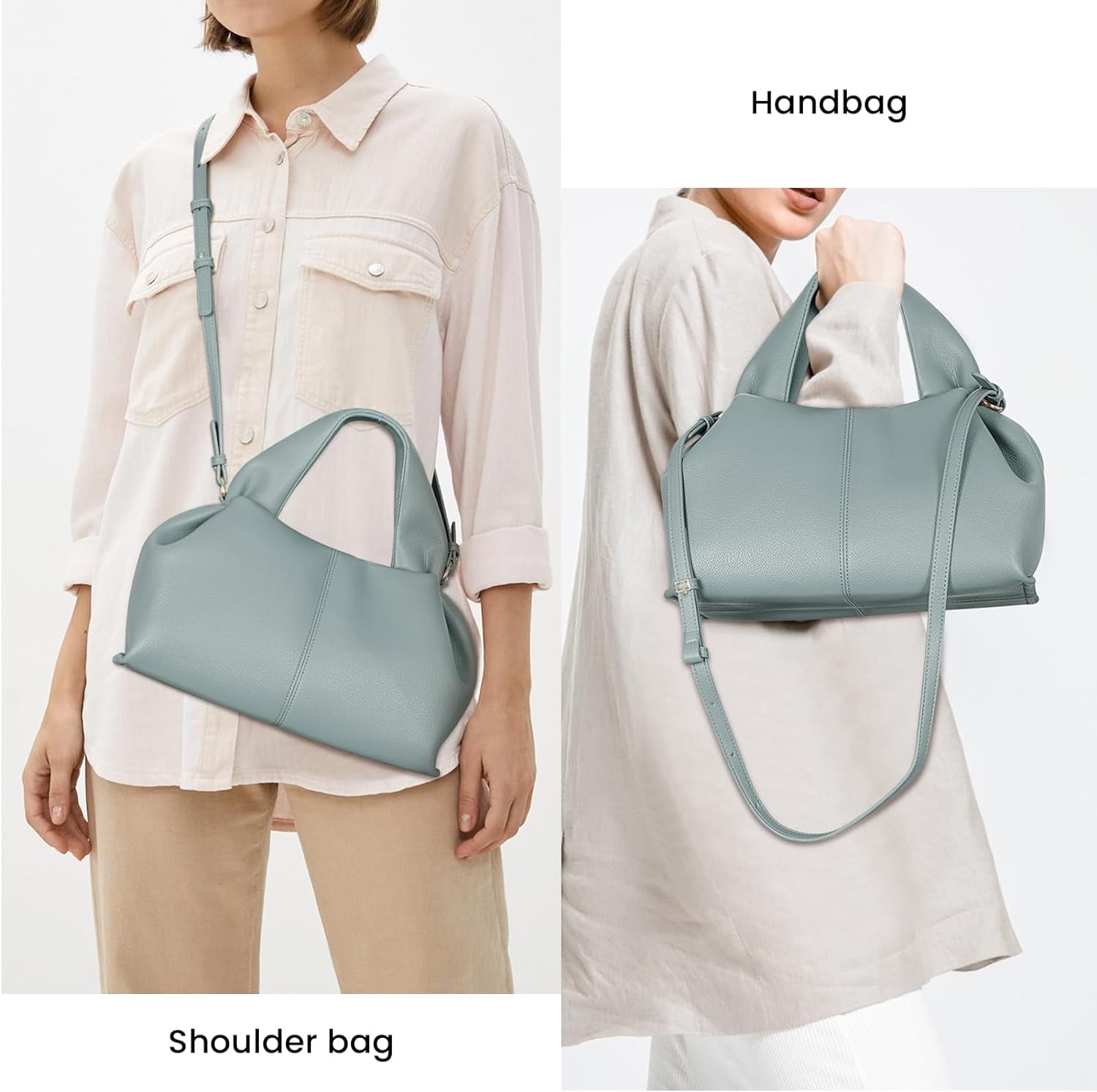 Cloud Pouch Bag Dumpling Clutch Purse Handbag Leather Tote Shoulder Bag Retro Crossbody bag with Removable Strap