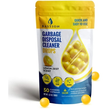 Garbage Disposal Cleaner & Deodorizer Drops- Lemon Scented - 50 count.