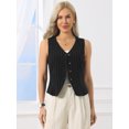 thumbnail image 4 of DARING DIVA Women's Stylish Vest Tops Linen Striped Business Waistcoat M Black, 4 of 7