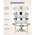 thumbnail image 4 of BeesClover Ensemble de 2 Plats Ronds de 5 Qt en Acier Inoxydable Résistants aux Irritations, Serveurs de Buffet et Réchauffe-Aliments pour Traiteur, Fêtes, Mariages et Banquets (Finition Or), 4 of 6