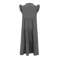 thumbnail image 4 of Under $20 Womens Dresses Summer Saving Clearance, Fashion Women's Casual Solid V-Neck Pullover Sleeveless Pleated Irregular Dress(Gray,M), 4 of 7
