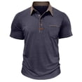 thumbnail image 4 of Qwertyu Men’s Athletic Short Sleeve Polo Shirts Casual Summer Golf Shirts Buttons Collared Solid T Shirts with Pocket Navy M, 4 of 5