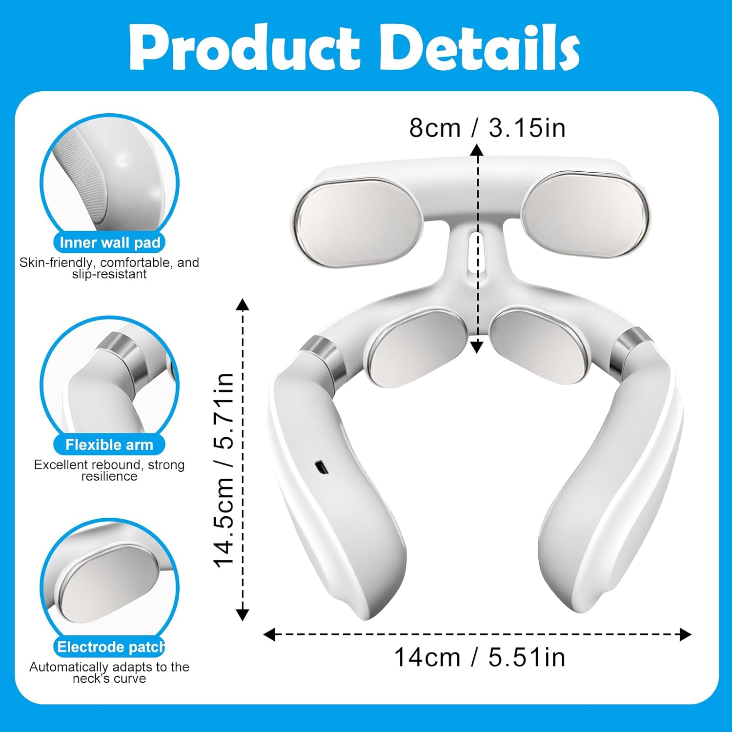 Electric Neck Massager,Portable Massager,with 6 Vibration Modes & 15 Intensity Levels,with Heat & Vibration Modes for Women Men Gifts