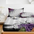 thumbnail image 6 of Queen Size Fitted Sheet Set - Halloween 3 Piece Bedding Sets 16" Deep Pocket Fitted Sheet with 2 Pillowcases, Fall Rustic Botanical Floral Trees Plaid Gray Brushed Microfiber Hotel Luxury Bed Sheets, 6 of 9
