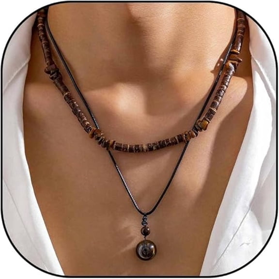 DESIGNICE Necklace for Men Puka Shell Necklaces Men Jewelry Gifts Surfer Mens Necklace Beaded Choker Beach Jewelry Gift for Dad Son Husband Summer Beach Accessories