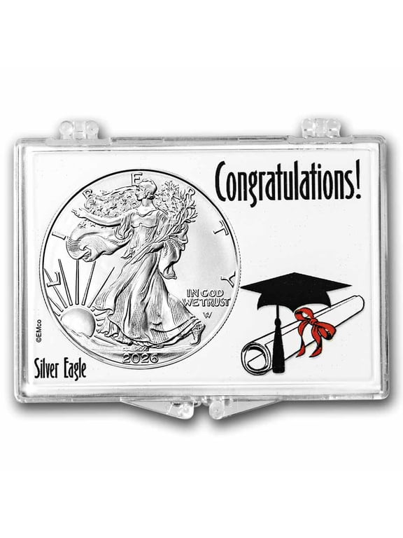 Collectible 2026 1 oz Silver Eagle - w/Snap-Lock, Congratulations Graduate