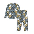 thumbnail image 2 of Wukai Squirrel And Leaves Print Women's Pajama Set - Soft Long Sleeve Sleepwear for Comfort and Style-Medium, 2 of 9