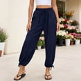 thumbnail image 5 of Bosfbaoi Pants for Women Regular Flat Front Jogger Pants Drawstring Waist Wide Leg Womens Pants with Adjustable Ankle Ties Outdoor Activity Trousers, 5 of 7