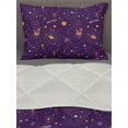 thumbnail image 3 of Space Comforter & Sham Bedding Set, UFOs Planets Stars Illustrations in Cartoon Style Spaceship Science, 3 pcs Duvet Set Microfiber Filling Quilt, 5 Sizes, Dark Purple Multicolor, by Ambesonne, 3 of 4