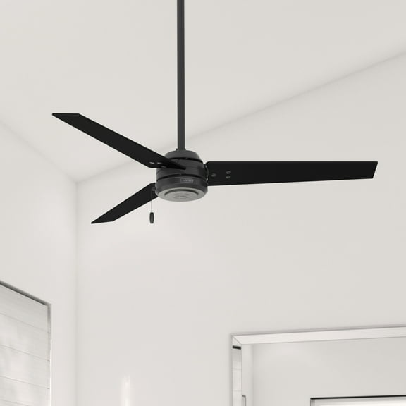 Restored Hunter Fan 52 inch Outdoor Industrial Ceiling fan in Matte Black, 3-Blade (Refurbished)