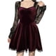 thumbnail image 1 of Vestido gótico de mujer de manga larga ahuecado de encaje adelgazante de gamuza de cintura alta vestido Punk de retazos vestido de noche Pompotops hdfakjf9746, 1 of 9