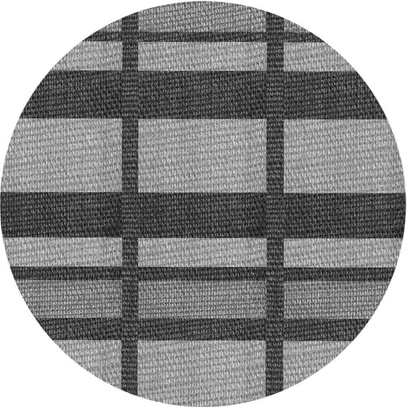 Ahgly Company Machine Washable Indoor Round Transitional Dark Gray Area Rugs, 6' Round