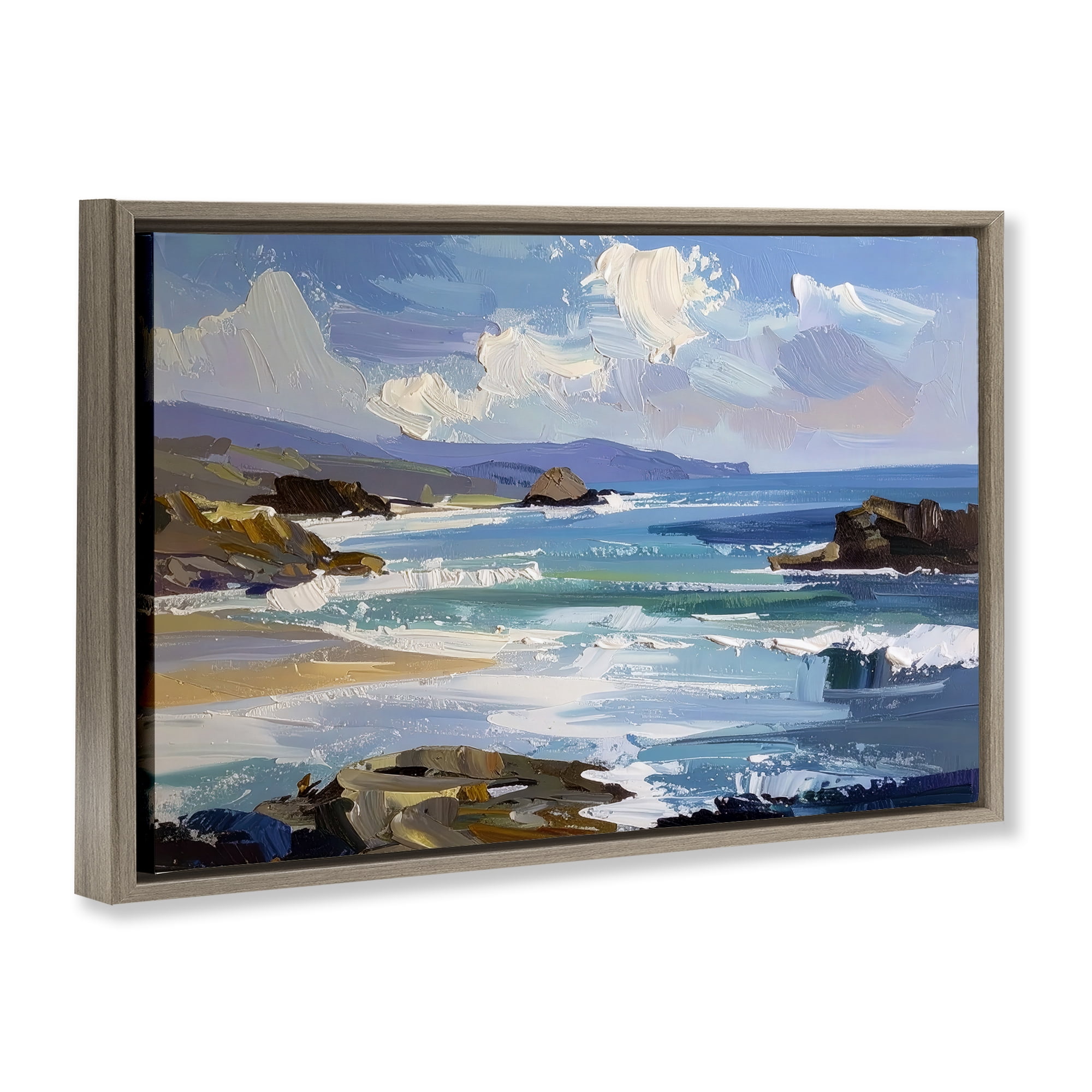 Stupell Industries From Sky To Sea Brown Framed Floater Canvas Wall Art, design by Alonza Saunders