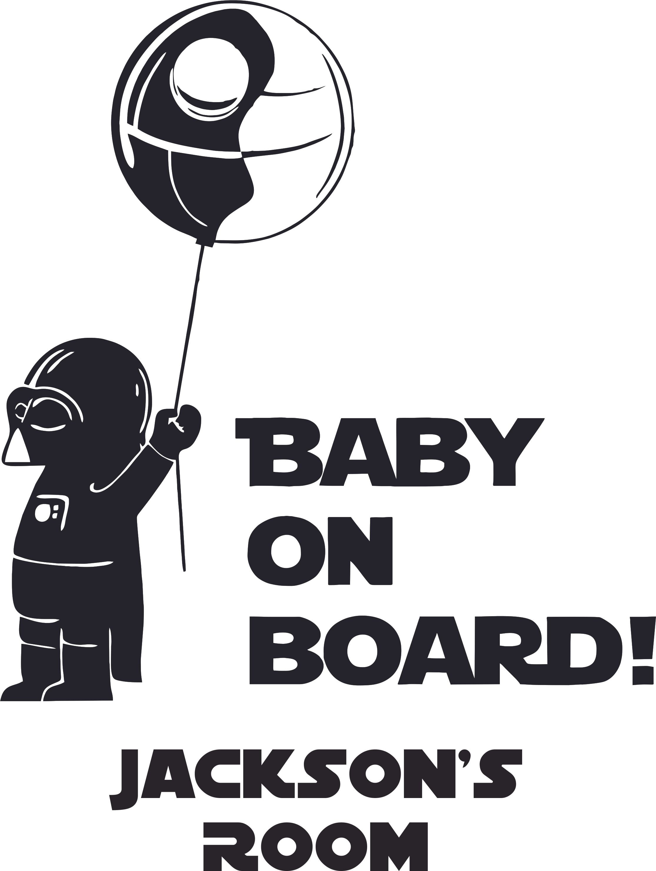 Baby Darth Vader Star Wars Cartoon Character Design Customized Wall Art Vinyl Decal Custom Vinyl Wall Art Personalized Name Baby Girl Bedroom Decal Room Wall Sticker Decoration Size 10x8